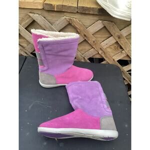 Crocs Womens Adela Foldover Fuzz Bootie Blue Violet Shoes W6